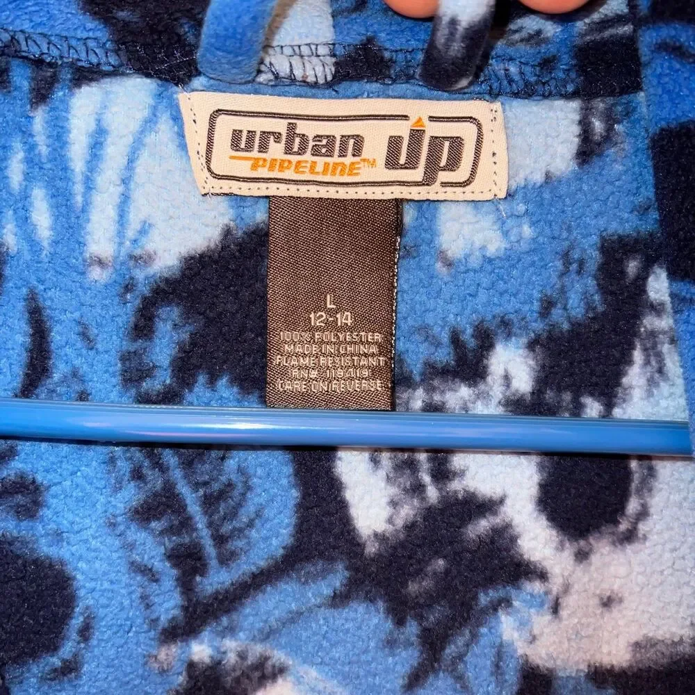 Urban Pipeline Boys Blue Camo Skulls Robe L 12-14